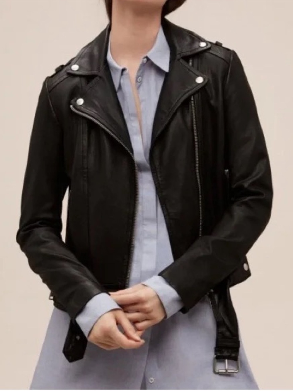 Mackage x Aritzia black Leather Moto Jacket - Classic Biker Style